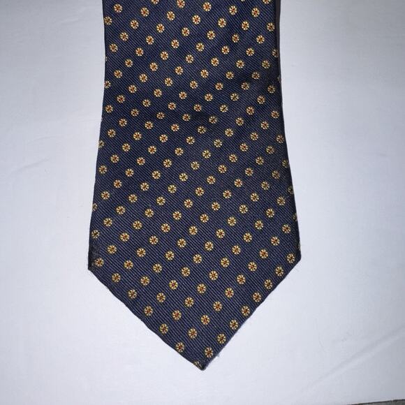 Polo Ralph Lauren REPP Tie Navy Geometric Foulard Abstract Flowers Silk Made USA - Picture 3 of 8